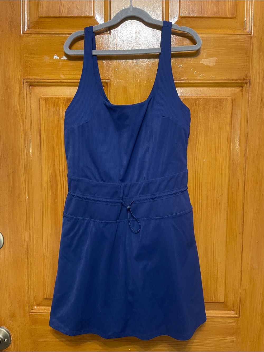JoyLab Navy women’s active dress w/Drawstring Waist built in light pad/shorts